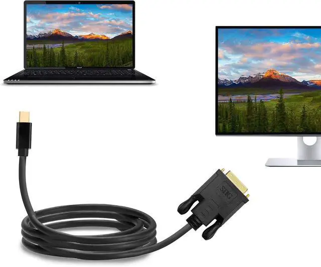 Alt view image 4 of 6 - SIIG Mini DisplayPort to DVI 3 Feet Adapter Cable 1080p @60Hz - Gold Pleated Thunderbolt Male to Male DP to DVI Cable