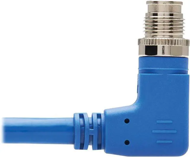 Alt view image 4 of 6 - Tripp Lite M12 X-Code Cat6a Shielded Ethernet Cable, Right-Angle M12/RJ45 Cable, 10G F/UTP CMR-LP (M/M), IP68, 60W Power Over Ethernet, Blue, 3.3 Feet / 1 Meter, (NM12-6A4-01M-BL)