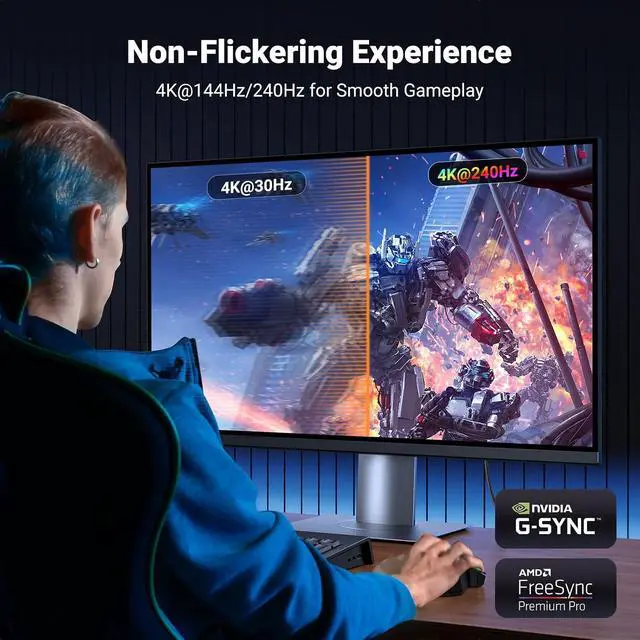 Alt view image 7 of 7 - UGREEN 8K@60Hz USB C to DisplayPort 1.4 Adapter Cable 4K@240Hz Bundle VESA Mini DisplayPort to DisplayPort 1.4 Cable 6.6FT