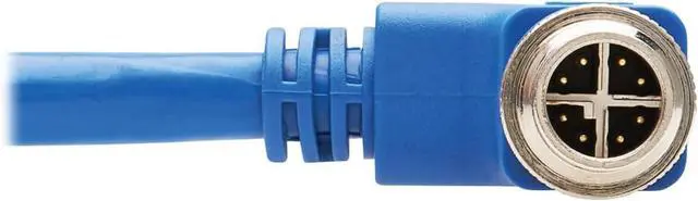 Alt view image 5 of 6 - Tripp Lite M12 X-Code Cat6a Shielded Ethernet Cable, Right-Angle M12/RJ45 Cable, 10G F/UTP CMR-LP (M/M), IP68, 60W Power Over Ethernet, Blue, 3.3 Feet / 1 Meter, (NM12-6A4-01M-BL)
