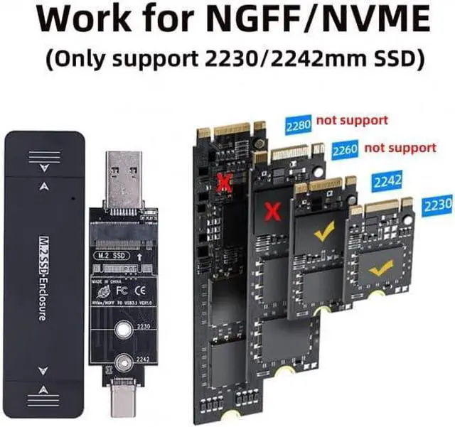 Alt view image 5 of 7 - xiwai Type-C USB3.0 to Combo NVME M-Key M.2 NGFF SATA SSD PCBA Case 2230/2242mm Adapter RTL9210B Chipset