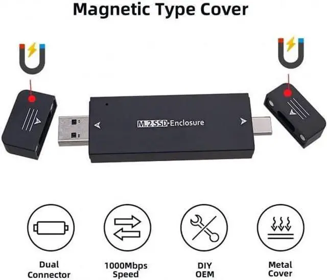 Alt view image 6 of 7 - xiwai Type-C USB3.0 to Combo NVME M-Key M.2 NGFF SATA SSD PCBA Case 2230/2242mm Adapter RTL9210B Chipset