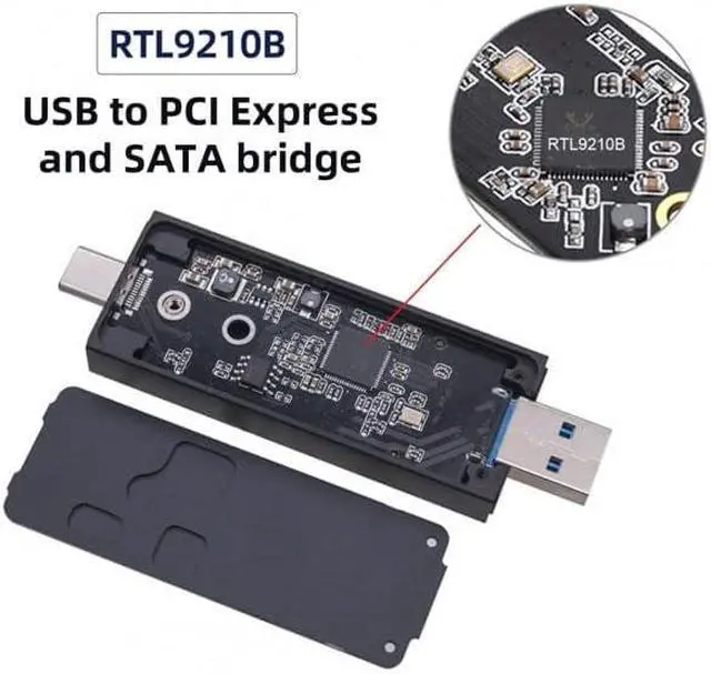 Alt view image 3 of 7 - xiwai Type-C USB3.0 to Combo NVME M-Key M.2 NGFF SATA SSD PCBA Case 2230/2242mm Adapter RTL9210B Chipset