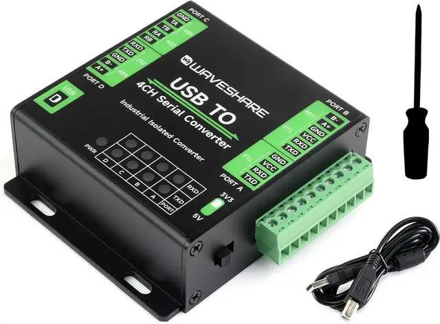 Main image of waveshare USB to 4-Ch Serial Converter USB to RS232/RS485/RS422/TTL Adapter with Industrial Grade FT4232HL Chip, Supports Linux, Android, Windows 11/10 / 8.1/8 / 7, Onboard Multiple Protection