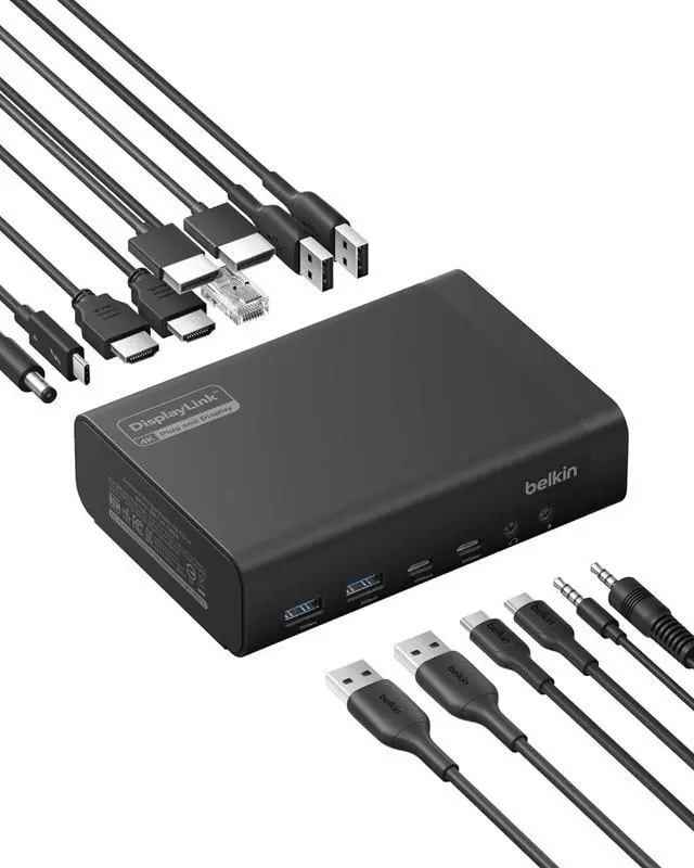 Main image of Belkin Connect 14-in-1 Docking Station 100W, Dual Display USB C Dock w/ 4K@60Hz Support, DisplayLink Technology - USB C Dock w/ 10Gbps Data Transfer, 1Gb Ethernet Port - Laptop Expansion Hub