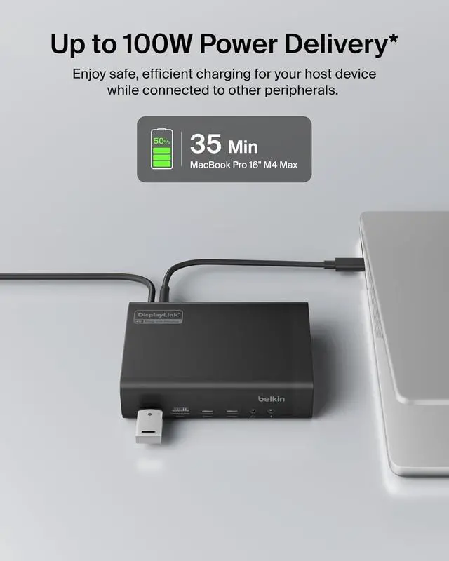 Alt view image 5 of 7 - Belkin Connect 14-in-1 Docking Station 100W, Dual Display USB C Dock w/ 4K@60Hz Support, DisplayLink Technology - USB C Dock w/ 10Gbps Data Transfer, 1Gb Ethernet Port - Laptop Expansion Hub