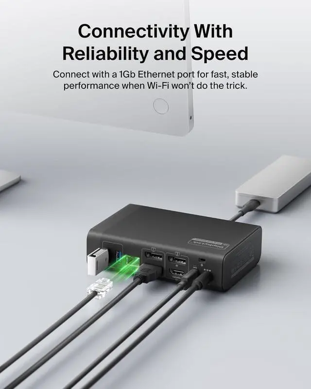 Alt view image 7 of 7 - Belkin Connect 14-in-1 Docking Station 100W, Dual Display USB C Dock w/ 4K@60Hz Support, DisplayLink Technology - USB C Dock w/ 10Gbps Data Transfer, 1Gb Ethernet Port - Laptop Expansion Hub