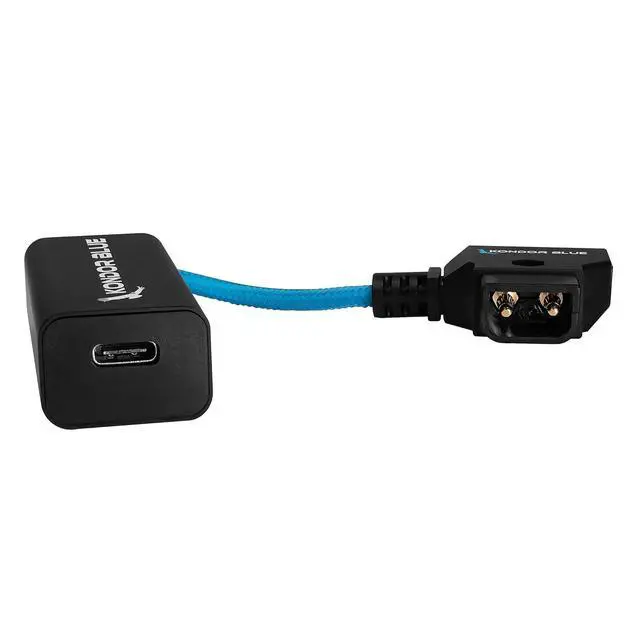 Alt view image 3 of 3 - KONDOR BLUE | 6 Inch D-Tap to Female USB-C PD Power Delivery Cable, 2-Way | 65W Fast Charge, 5V 9V 12V PD, Smart Reverse Polarity Protection for Camera Rigs | Blue