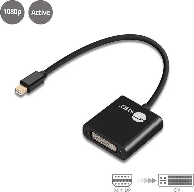 Alt view image 2 of 6 - SIIG Mini DisplayPort to DVI Active Adapter - 4K @30Hz Mini DP to DVI-D Single Link Thunderbolt 2 Eyefinity Compatible