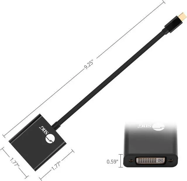Alt view image 5 of 6 - SIIG Mini DisplayPort to DVI Active Adapter - 4K @30Hz Mini DP to DVI-D Single Link Thunderbolt 2 Eyefinity Compatible