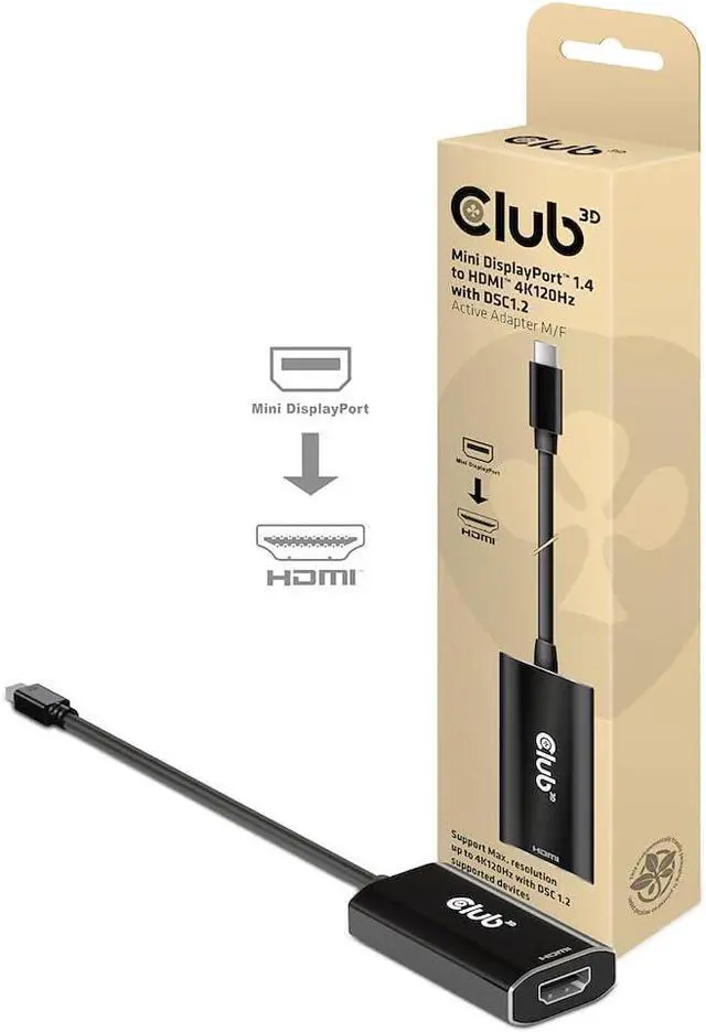 Alt view image 3 of 7 - Club 3D Mini-DisplayPort1.4 to HDMI 4K120Hz with DSC1.2 Active Adapter M/B