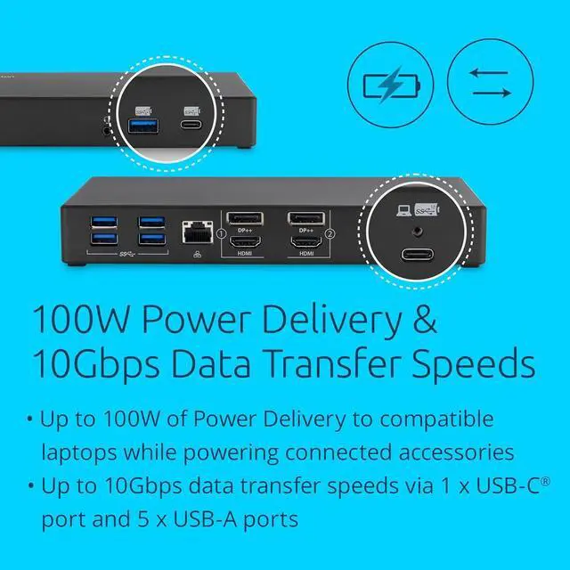 Alt view image 5 of 6 - Kensington SD4781P USB-C & USB-A DisplayLink Docking Station, Dual 4K Display, 2xHDMI, 2xDisplayPort, with 100W Power Delivery, for Mac M1/M2/M3/M4, Windows and Chrome (K33603NA)