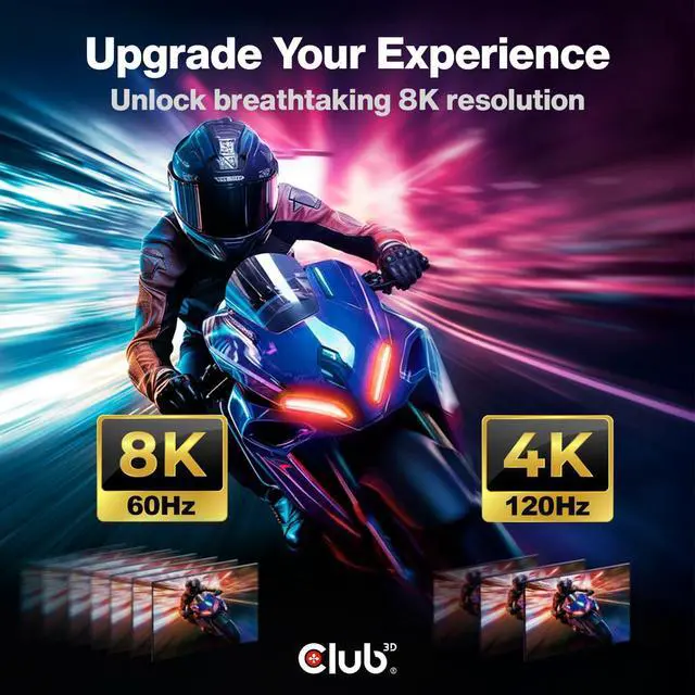 Alt view image 2 of 7 - Club3D CAC-1557 USB Type C to Displayport 1.4 Bi-Directional Cable with 8K 60Hz, 4K 120Hz HDR Video Support 1.8m-6ft M/M