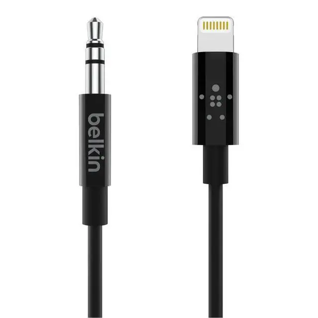 Alt view image 7 of 7 - Belkin 3.5mm Audio Cable with Lightning Connector, 6ft Durable AUX Cable for iPhone, iPad, and iPod - Connects to Car Stereo, Headphones, and Speakers - MFi-Certified for Apple Devices - Black