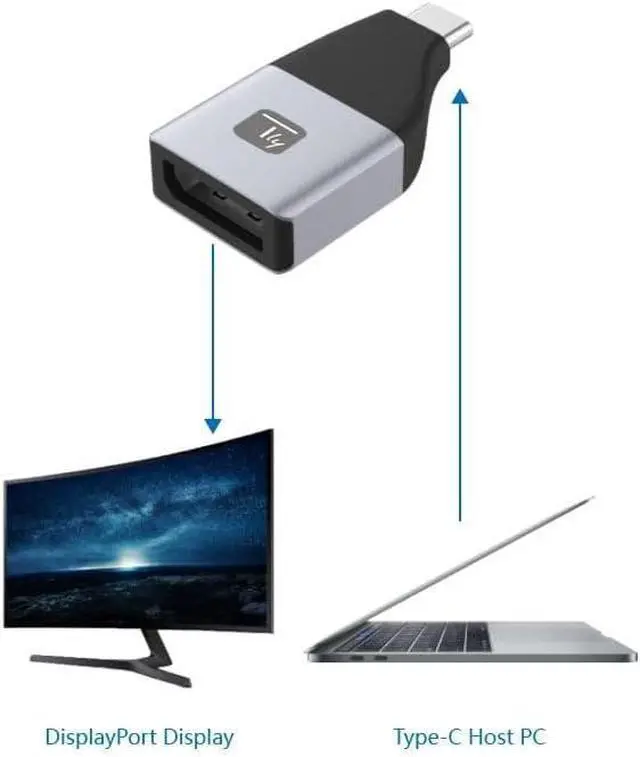 Alt view image 4 of 4 - Techly 362442 USB-C to DisplayPort Converter Adapter Black/Silver