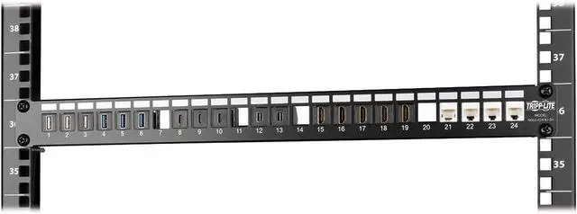 Alt view image 2 of 4 - Tripp Lite 24-Port 1U Shielded Blank Cutouts Patch Panel, Rackmount - Compatible with RJ45, USB, and HDMI - Lifetime Warranty (N062-024-KJ-SH)