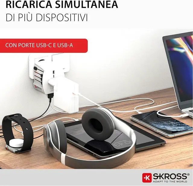 Alt view image 7 of 7 - SKROSS Universal Travel Plug with USB and USB C, 1.302962, White