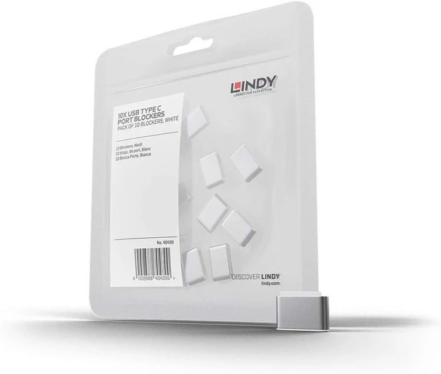 Main image of LINDY USB Type C Port Blockers Without Key, White - Pack of 10