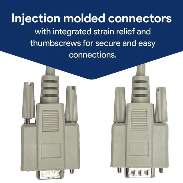 Alt view image 3 of 6 - 100 Foot DB9 Male to Female RS232 Extension Serial Cable - 28 AWG Shielded