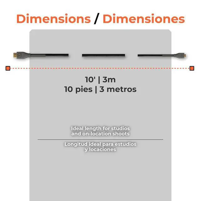 Alt view image 6 of 7 - Tether Tools TetherPro HDMI Mini to HDMI 2.0, 10' (3m), Black