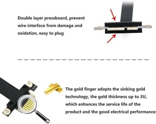 Alt view image 3 of 5 - GOLDEN BLUE PCI-E PCI Express 36PIN 1X Male to Male Extension Cable 20cm