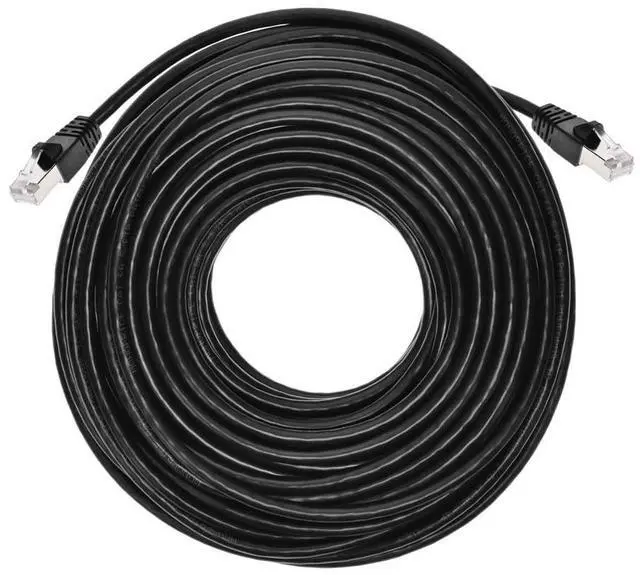 Alt view image 4 of 6 - Monoprice Cat6A 100ft Black Patch Cable Double Shielded (S/FTP) 26AWG 10G Pure Bare Copper Snagless RJ45 Fullboot Series Ethernet Cable
