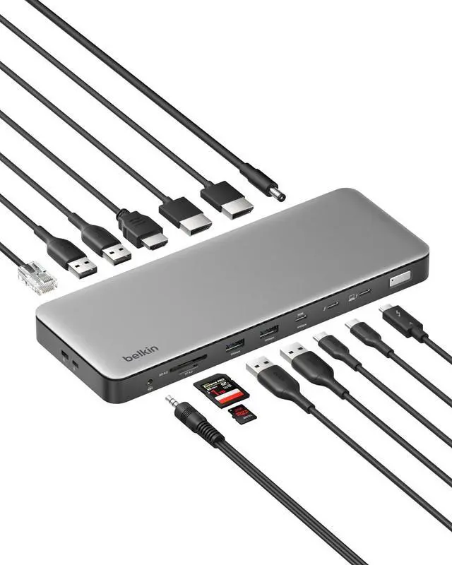 Main image of Belkin Connect Thunderbolt 4 Dock, 14-in-1 Docking Station 96W w/Triple 4K 60Hz Display Support, 40Gbps Data Transfer, 2.5Gb Ethernet Port, Daisy Chain up to 6 Devices, USB-C Laptop Expansion Hub