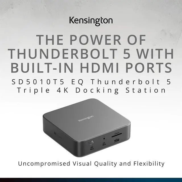 Alt view image 2 of 7 - Kensington SD5010T5 Thunderbolt 5 Docking Station with 140W PD, Up to Three 4K 60Hz Displays, 13 Ports, 2 x HDMI, 2 x TB5, SD & Micro SD 4.0 Slots, 2.5Gbps Ethernet (K35231NA)