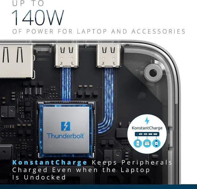Alt view image 5 of 7 - Kensington SD5010T5 Thunderbolt 5 Docking Station with 140W PD, Up to Three 4K 60Hz Displays, 13 Ports, 2 x HDMI, 2 x TB5, SD & Micro SD 4.0 Slots, 2.5Gbps Ethernet (K35231NA)
