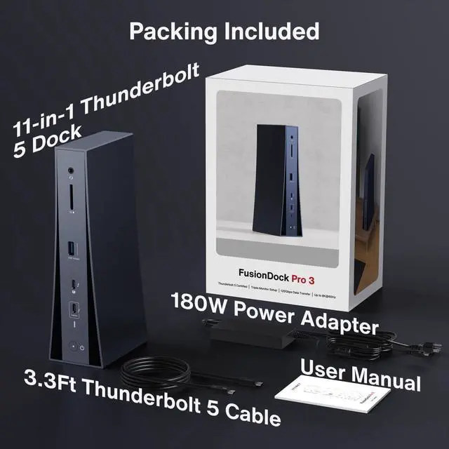 Alt view image 7 of 7 - iVANKY Intel Certified Thunderbolt 5 Dock Upgrade FusionDock Pro 3 Docking Station with 11-Port 180W Power, Single 8K, Dual 6K@60Hz for MacBook Pro/Max Series, Dual 8K@60Hz for Window, 120Gbps, 2.5GbE