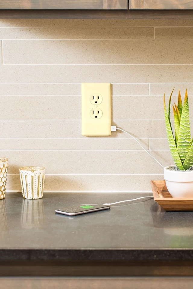 Alt view image 5 of 5 - SnapPower USB Charger Outlet Wall Plate Cover - No Batteries Or Wires - Installs In Seconds - (Duplex, Ivory) (5 Pack)