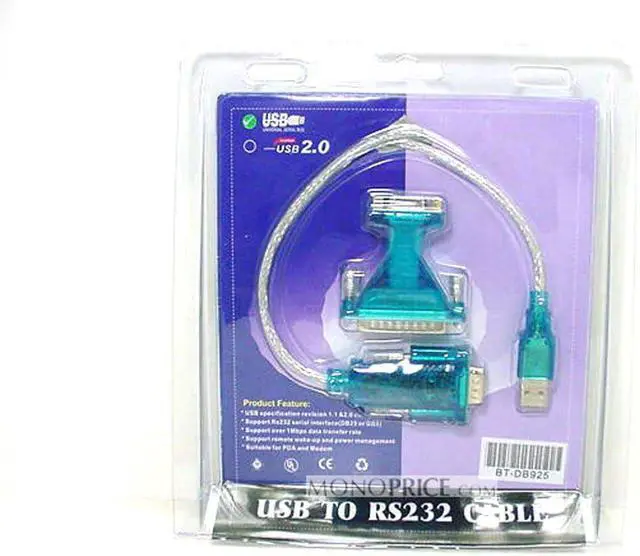 Alt view image 2 of 7 - Monoprice USB 2.0 to RS-232 DB-9 Male and DB-25 Male Serial Converter Cable, 1Mbps Data Transfer Rate, 70 Inch