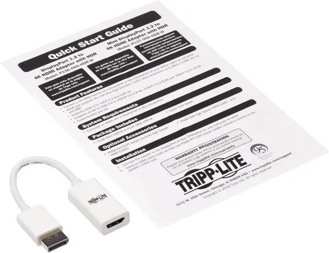 Alt view image 7 of 7 - DisplayPort to HDMI Active Adapter 4K M/F White DP to HDMI 6in