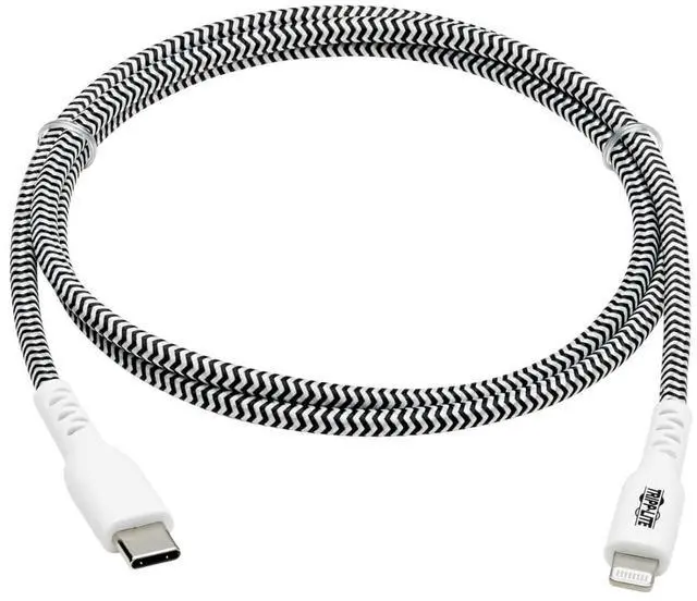 Alt view image 6 of 7 - TRIPP LITE Apple MFI Certified Cable, Lightning to USB-C Sync Charge Cord, Heavy-Duty Aramid Fiber, 3 ft. (M102-003-HD)