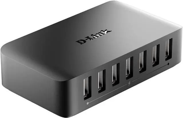 Alt view image 2 of 7 - D-Link USB Hub 7 Multi Port USB 2.0 Fast Charge 2.4A Compact Design 5V/3A Power Adapter Portable (DUB-H7)