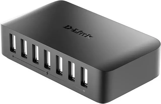 Alt view image 3 of 7 - D-Link USB Hub 7 Multi Port USB 2.0 Fast Charge 2.4A Compact Design 5V/3A Power Adapter Portable (DUB-H7)