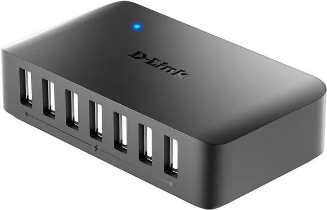 Alt view image 5 of 7 - D-Link USB Hub 7 Multi Port USB 2.0 Fast Charge 2.4A Compact Design 5V/3A Power Adapter Portable (DUB-H7)