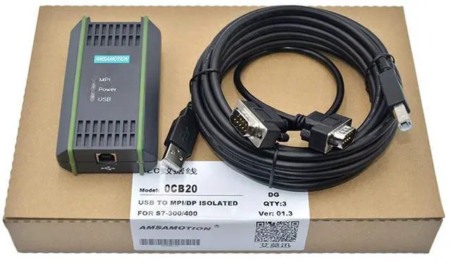 Main image of AMSAMOTION USB-MPI Programming Cable for Siemens S7-200 300 400 Series 6ES7 972-0CB20-0XA0 PLC 0CB20 USB MPI/PPI/DP/PROFIBUS USB MPI PC-MPI Adapter