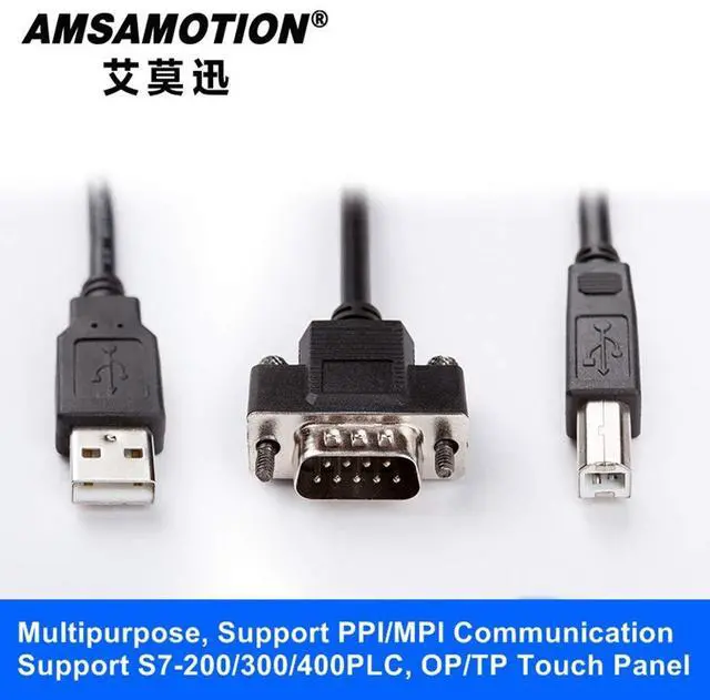 Alt view image 4 of 6 - AMSAMOTION USB-MPI Programming Cable for Siemens S7-200 300 400 Series 6ES7 972-0CB20-0XA0 PLC 0CB20 USB MPI/PPI/DP/PROFIBUS USB MPI PC-MPI Adapter