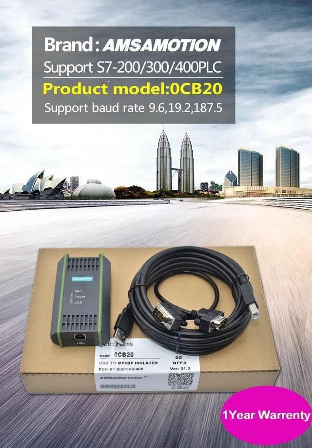 Alt view image 6 of 6 - AMSAMOTION USB-MPI Programming Cable for Siemens S7-200 300 400 Series 6ES7 972-0CB20-0XA0 PLC 0CB20 USB MPI/PPI/DP/PROFIBUS USB MPI PC-MPI Adapter