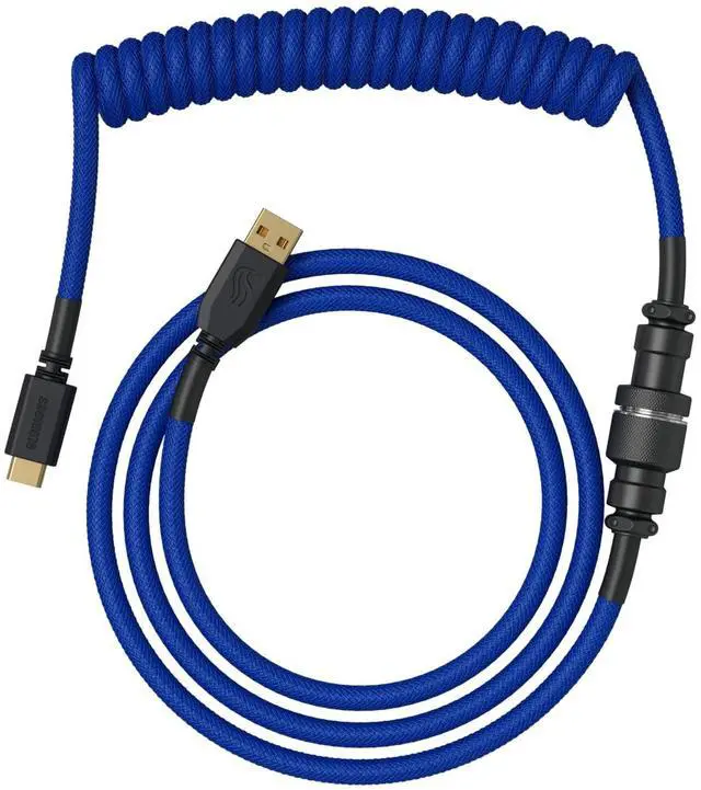 Main image of GLORIOUS Coiled USB-C Keyboard Cable Thick, Artisan Braided, Detachable for Mechanical Keyboards (Cobalt Blue)