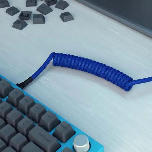 Alt view image 6 of 6 - GLORIOUS Coiled USB-C Keyboard Cable Thick, Artisan Braided, Detachable for Mechanical Keyboards (Cobalt Blue)