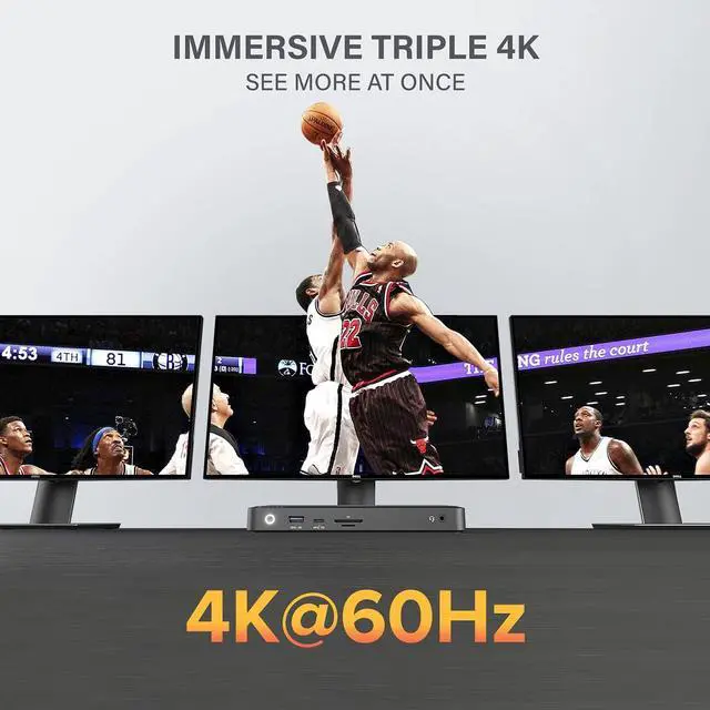 Alt view image 3 of 7 - ALOGIC Triple 4K Display Universal Docking Station DX3, 100W Laptop Charging, 3X 4K@60Hz DisplayPort, USB-C 10Gbps Fast Charging, 3X USB-A, Ethernet, SD 4.0, Audio for Mac & Windows Laptops