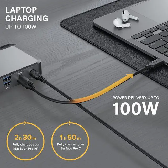Alt view image 4 of 7 - ALOGIC Triple 4K Display Universal Docking Station DX3, 100W Laptop Charging, 3X 4K@60Hz DisplayPort, USB-C 10Gbps Fast Charging, 3X USB-A, Ethernet, SD 4.0, Audio for Mac & Windows Laptops