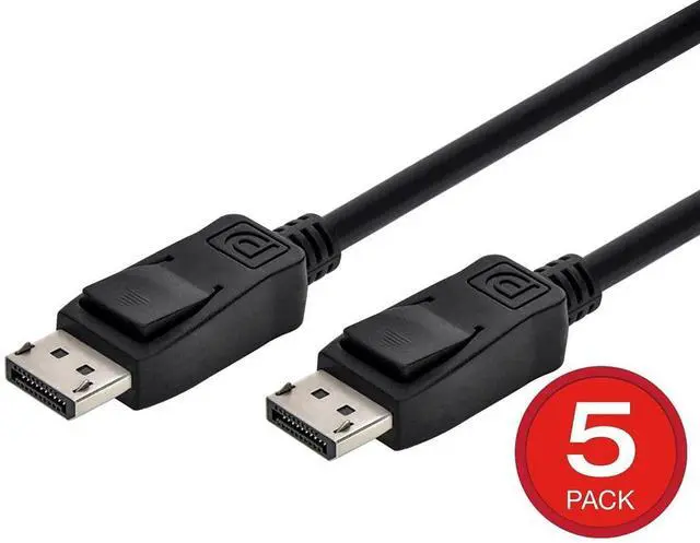 Alt view image 2 of 5 - Monoprice 8K DisplayPort 2.0 Cable - 80.0Gbps, 16K Resolution, Supports NVIDIA GSync AMD FreeSync, 5-Pack, 6 Feet, Black
