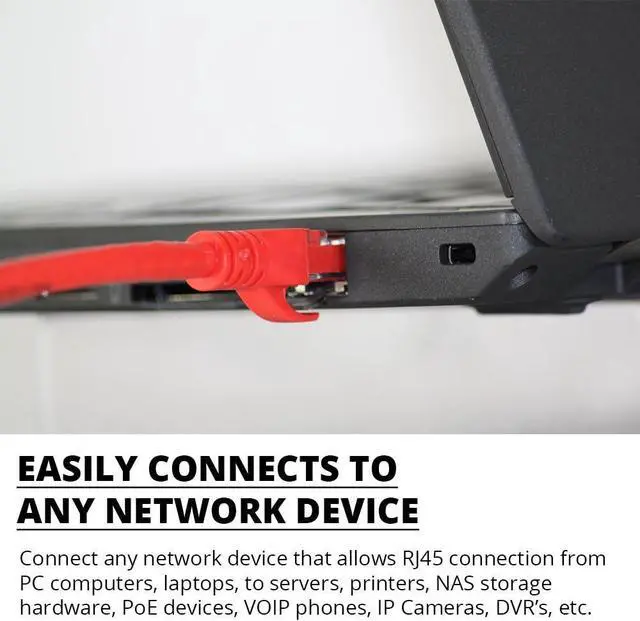 Alt view image 6 of 7 - Heavy Duty Cat6 Ethernet Copper Cable with Snagless RJ45 Connectors | 10 Pack/5FT | 24 AWG 550MHz | UL-Listed | 10 GB Max Speed for Fast Computer Networking | Red