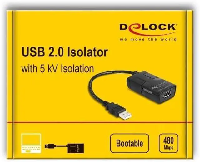 Alt view image 2 of 2 - DeLOCK USB 2.0 Type A Male to Female Isolator 5KV Isolator for Data Lines
