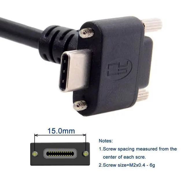 Alt view image 7 of 7 - CY YC 90 Degree Up Down Angled Type Screw Locking USB-C to USB 3.0 Data 5Gbps Cable Type-C for VR Camera Laptop(800CM with Chipset)