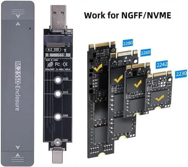 Alt view image 5 of 6 - xiwai Type-C USB3.0 to Combo NVME M-Key M.2 NGFF SATA SSD PCBA Case 2280/2242/2230mm Adapter RTL9210B Chipset