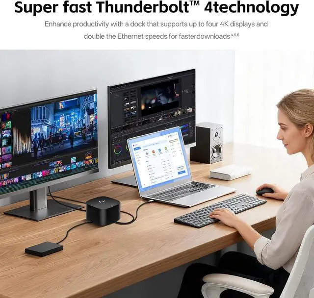 Alt view image 4 of 4 - HP Thunderbolt 120W Dock G4, G4 Docking Station for Laptop Dual Monitor, with 120W AC Adapter, HDMI & DP Cable & USB-C Cable